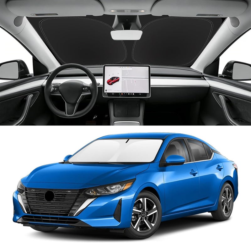 SLOGENTO Custom Fit Windshield Sun Shade for Nissan Sentra 2020-2026, Blocks UV & Heat, Front Window Sunshade, Easy Fold & Store - Image 1